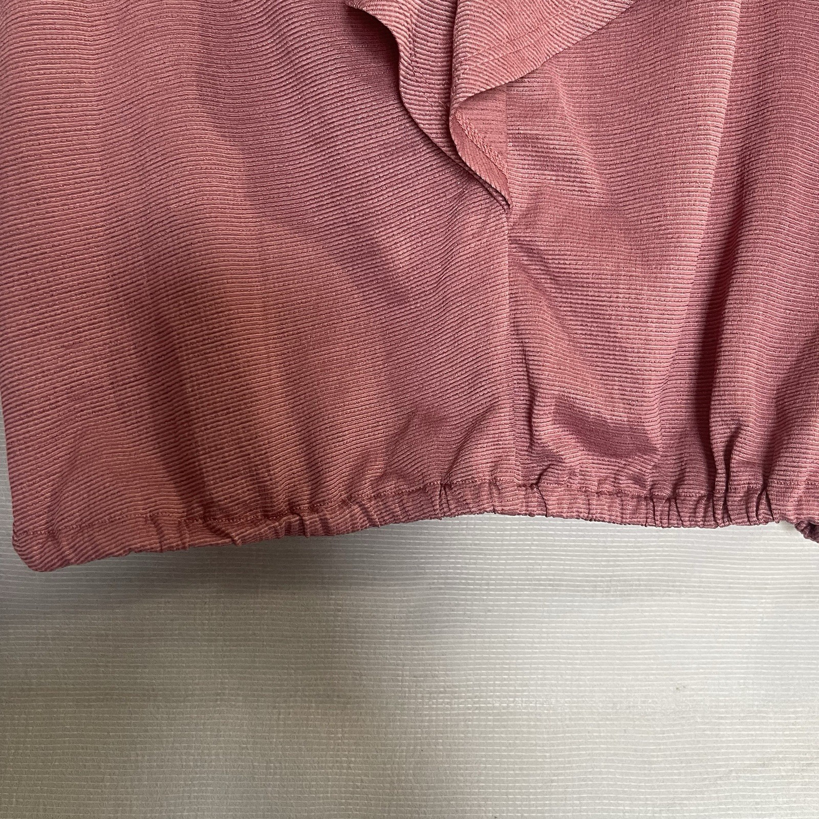 Liberty Love Pink Off Shoulder Ruffle Lace-Up Long Sleeve Blouse L