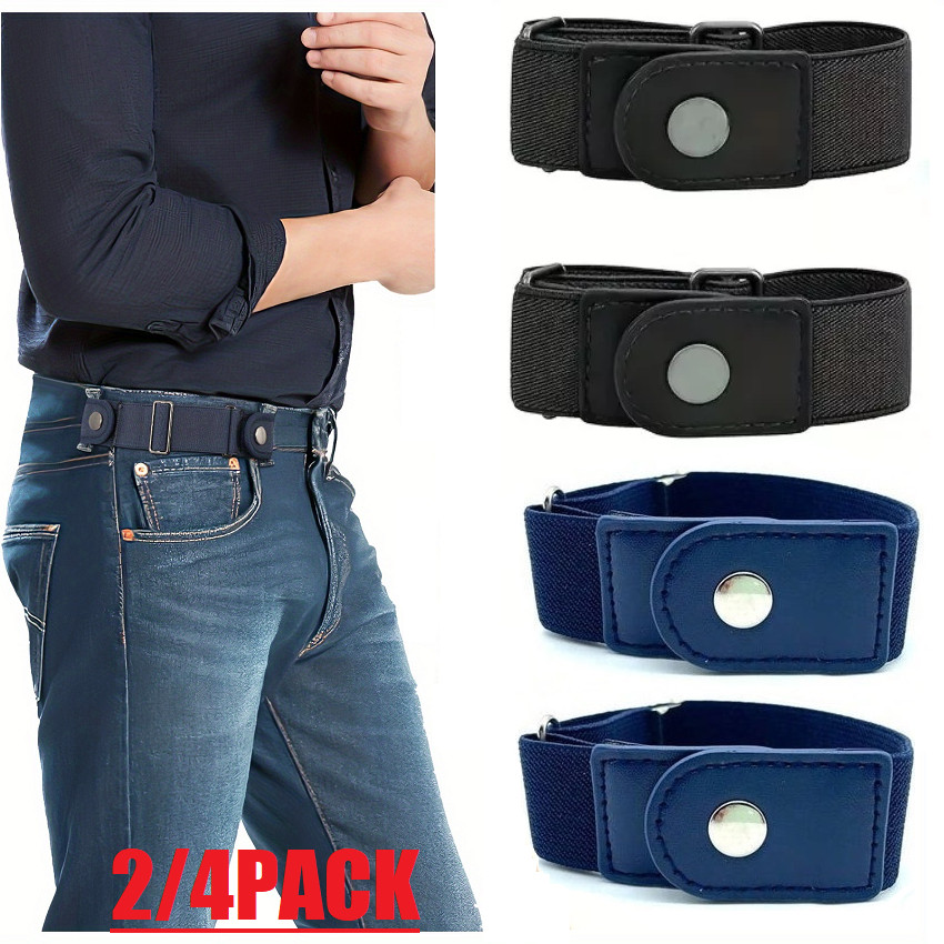4× Men Women Buckle-free Elastic Invisible Waist Belt for Jeans No Bulge Hassle
