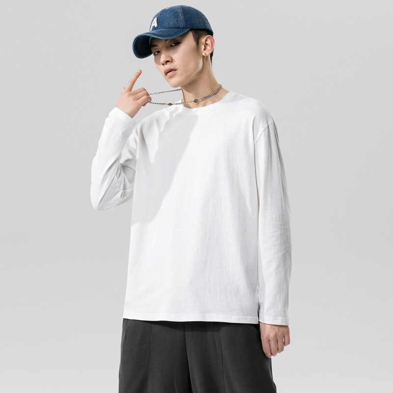 New Men’s Solid Color T-shirt Pure Cotton Top Inside A Student Leggings