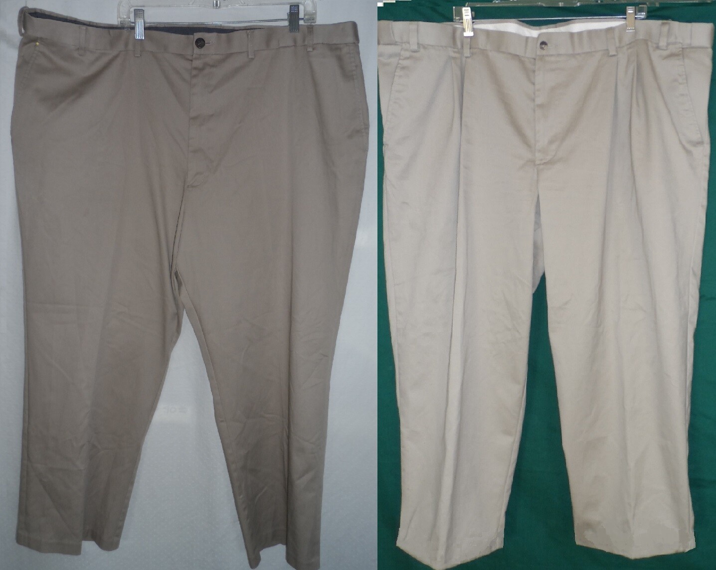 48×28 Khakis Taupe Brown Comfort Expandable Stretched Elastic Waist Men Pants