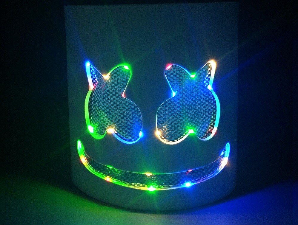 DJ MarshMello Smile Rainbow LED Mask EVA Foam Helmet EDC Halloween Costume Party