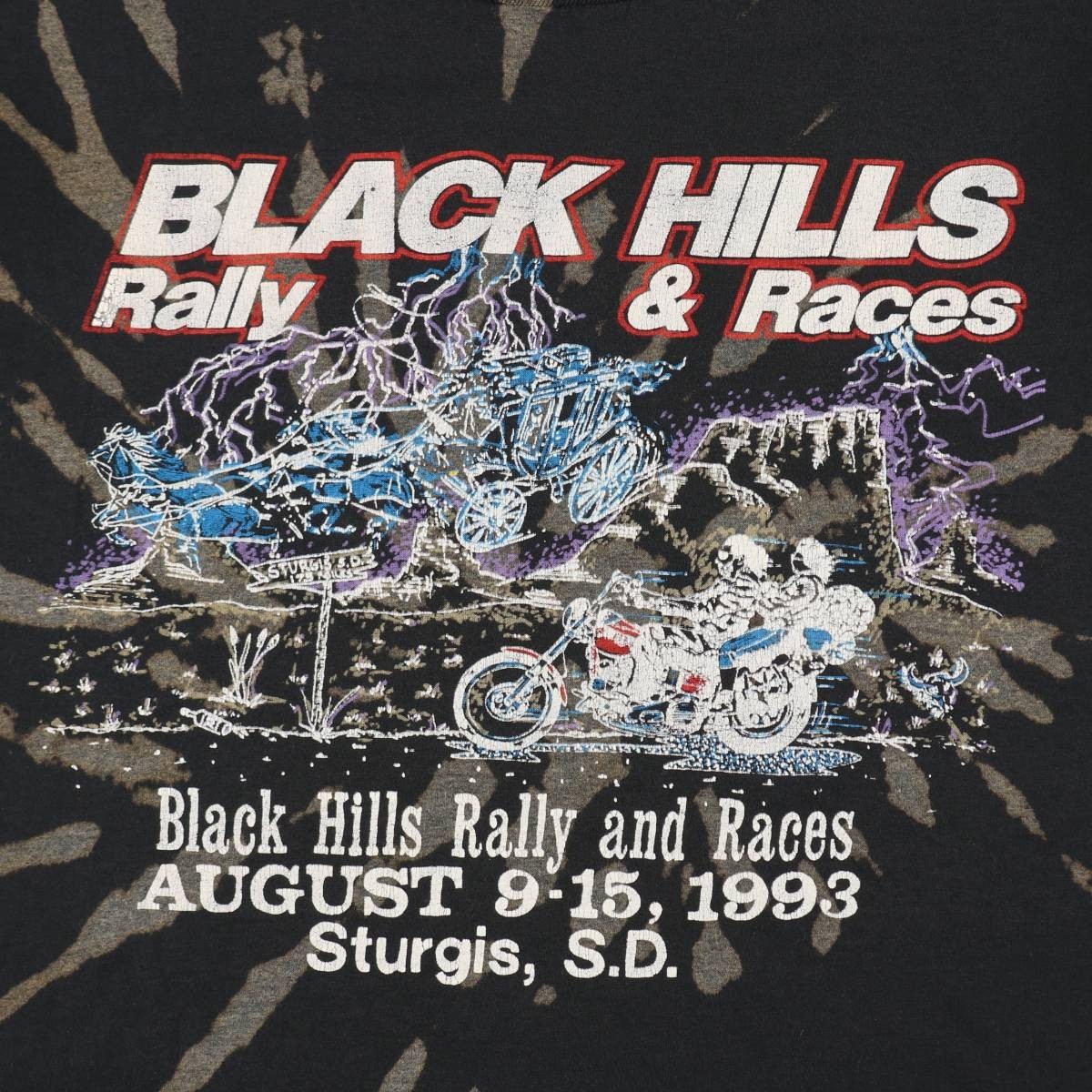 Used 80’S-90’S Jerzees Tie-Dye Pattern Motorcycle T-Shirt Made in USA Men’s …