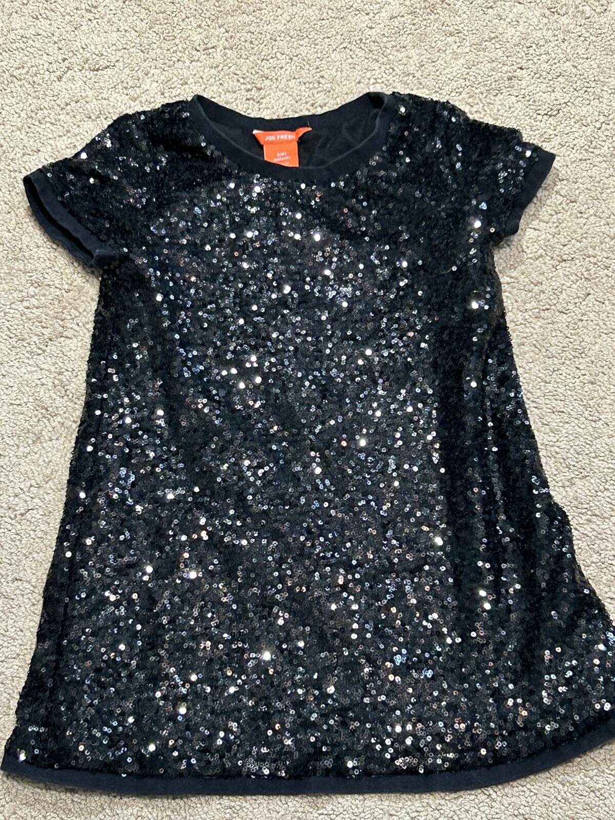 Joe Fresh Girls Shirts Size Small Black Embellished Sequin Classic Dressy