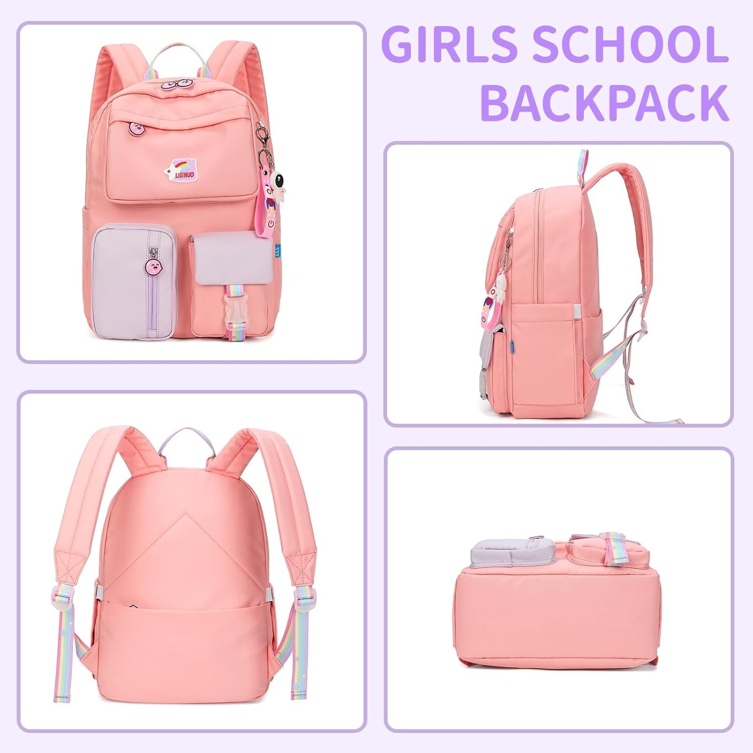 Kids Girls Backpack Back to School 17in Large and Durable Cute Pink