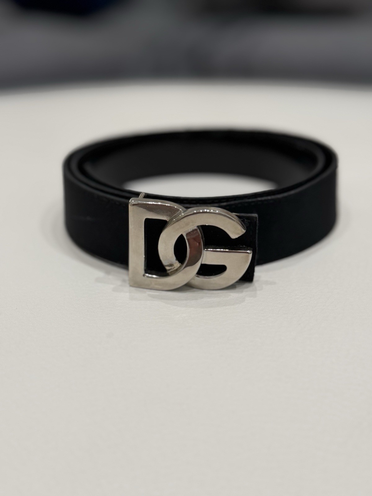 Dolce & Gabbana Women’s Black DG Logo Buckle Leather Belt Size 70cm/28in