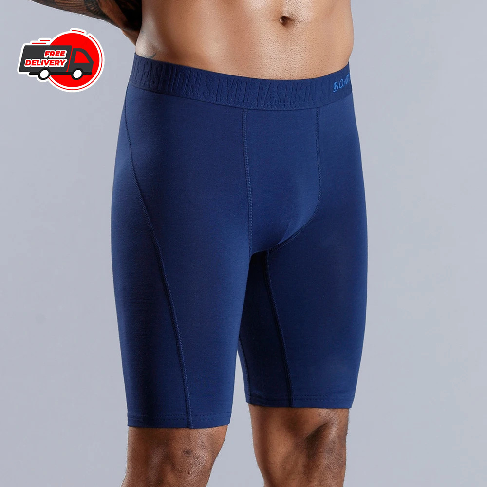 Cotton Long Leg Boxer Shorts Men Big Size Stretch Breathable Underwear
