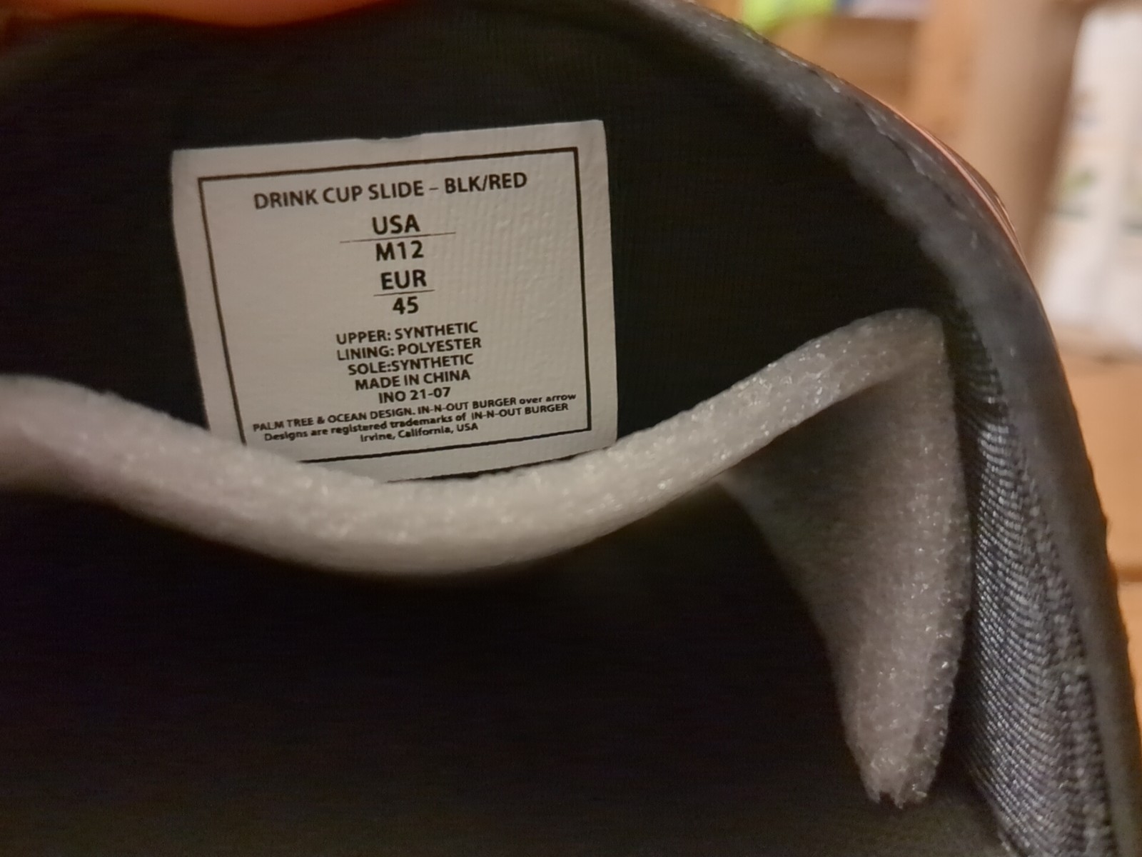 In-N-Out Burger 🌴 Drink Cup Slides Palm Tree LTD Edition BLK/RED Men’s Size 12