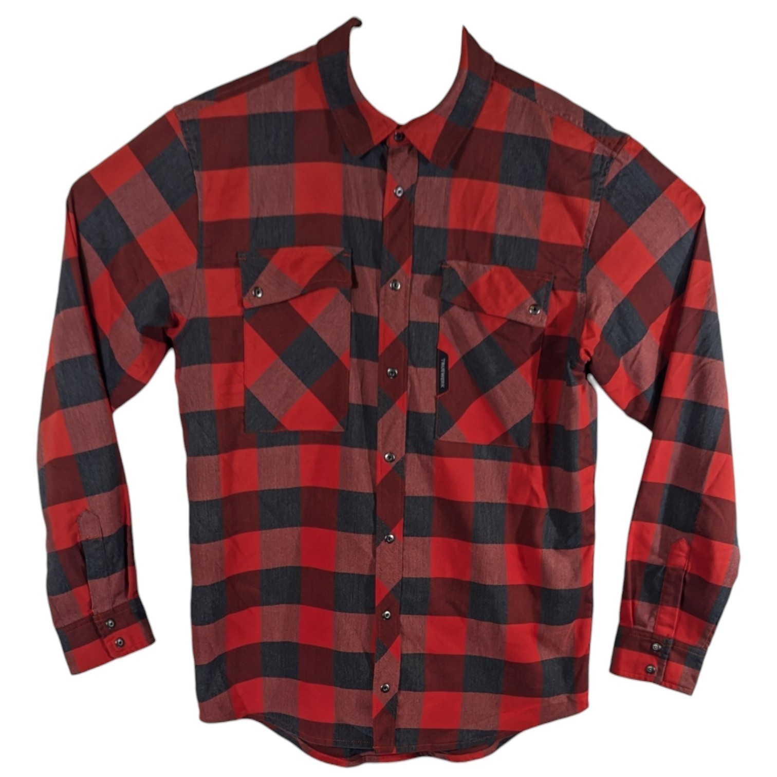 Truewerk Shirt Mens Medium Red Gray Plaid Tech Flannel Snap Front Workwear