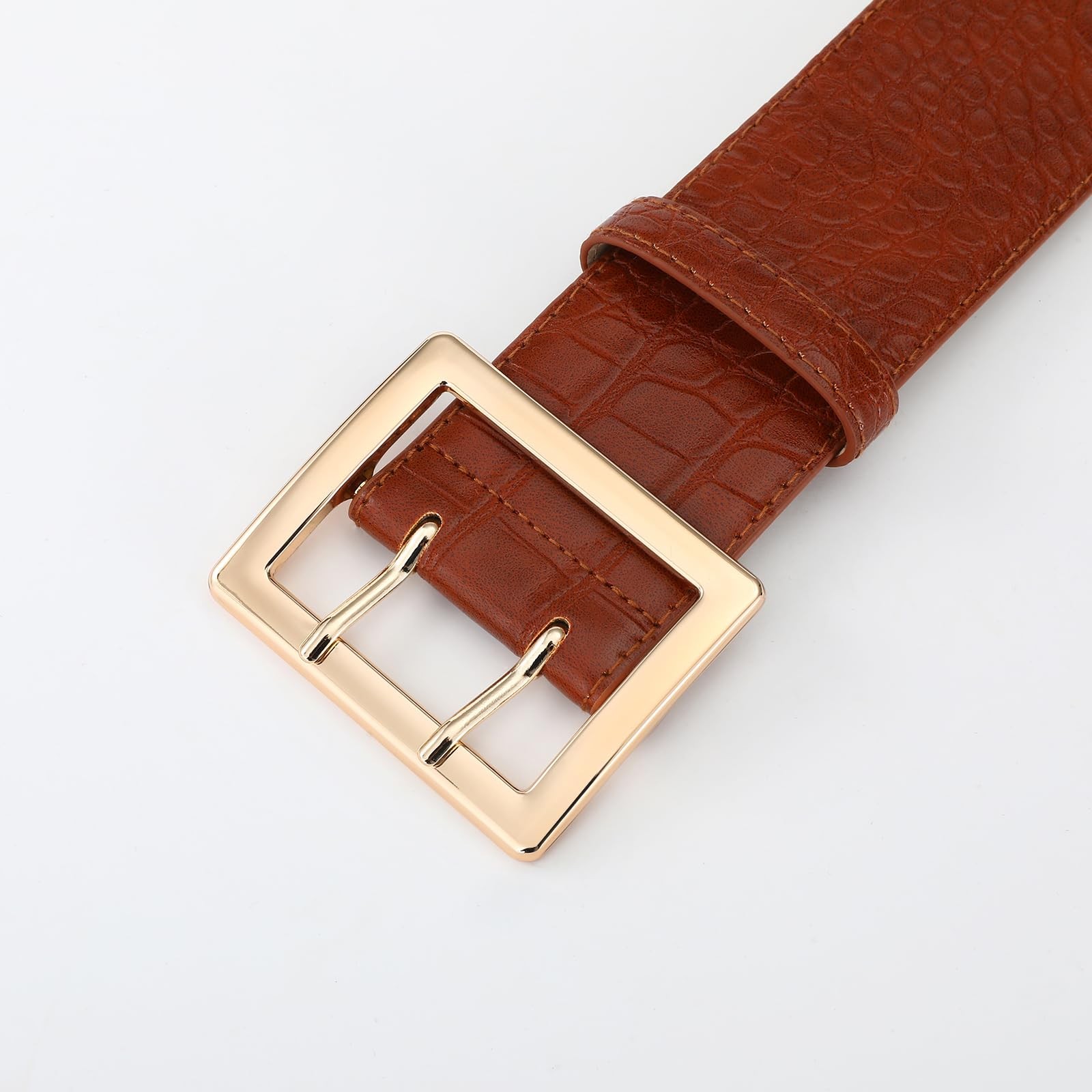 Wide Belts for Women Leather Wide Belts Fashion Thick Black Belt With Gold