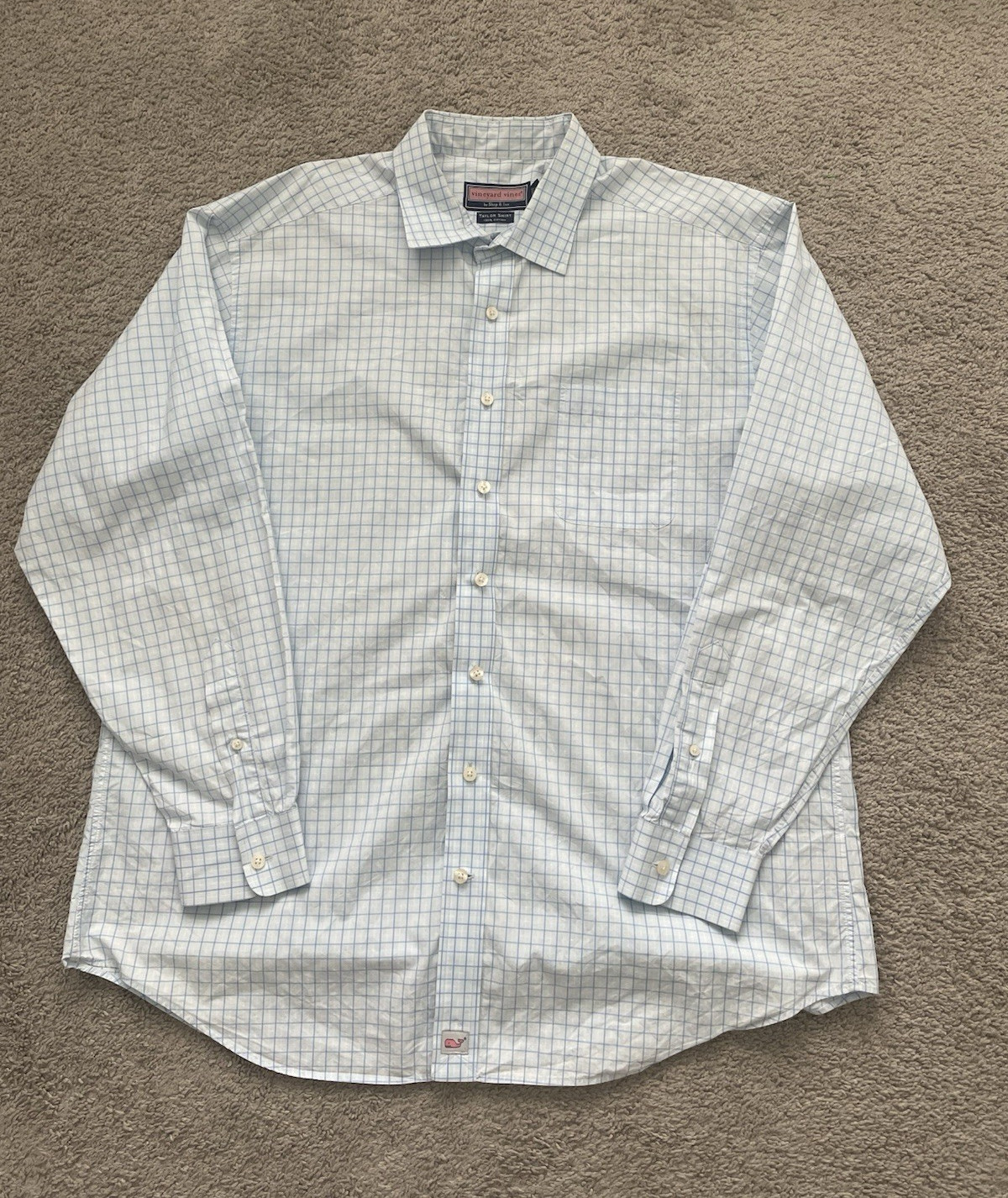 Vineyard Vines Taylor Shirt Men’s XL Blue White Check Cotton Easy Care