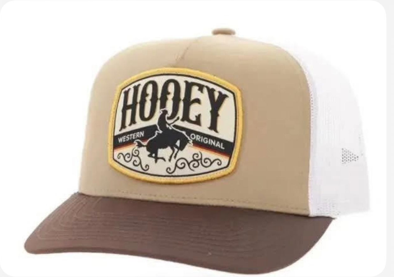 Hooey Western Trucker Hat Colorblock Mesh Back One Size Beige Brown White