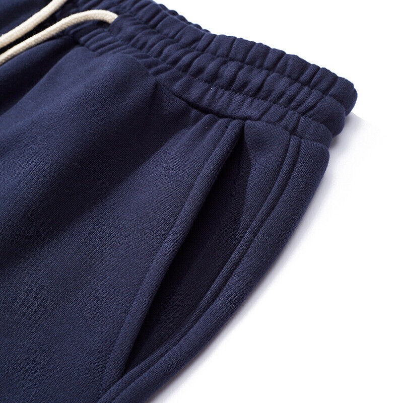 Men’s Straight Sweater Pants Basic Solid Color Thick Sports Casual Pants