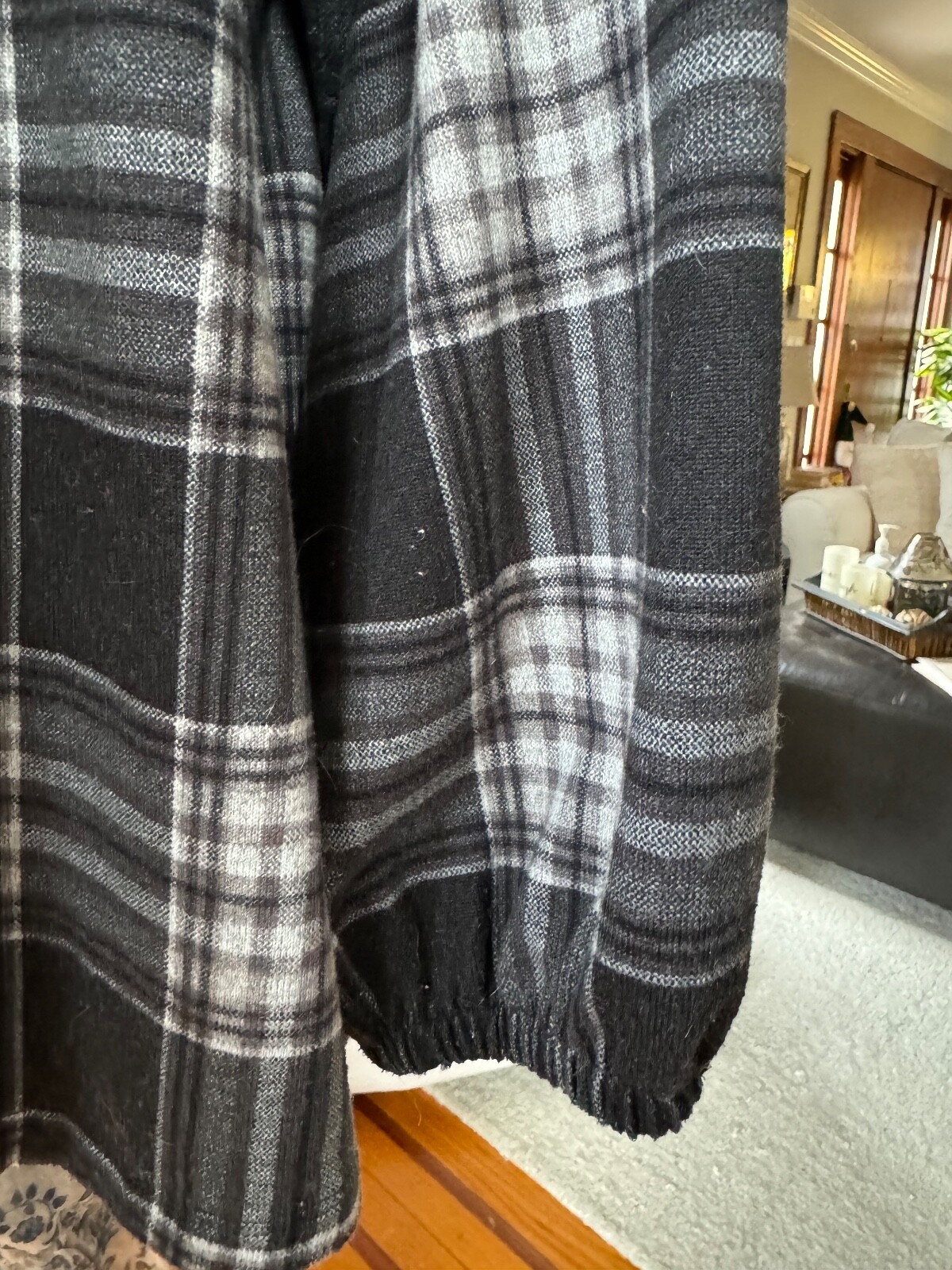 Lane Bryant 22/24 Women 2X Knit Fleece Black Plaid Soft Pullover Top Shirt