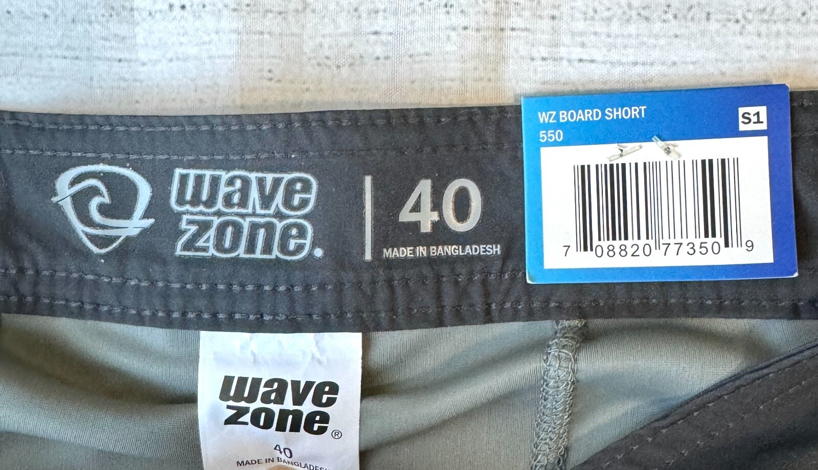 New Wave Zone Men’s Sz 40 Board/Swim Shorts UPF 50 Stretch Charcoal Grey/Orange