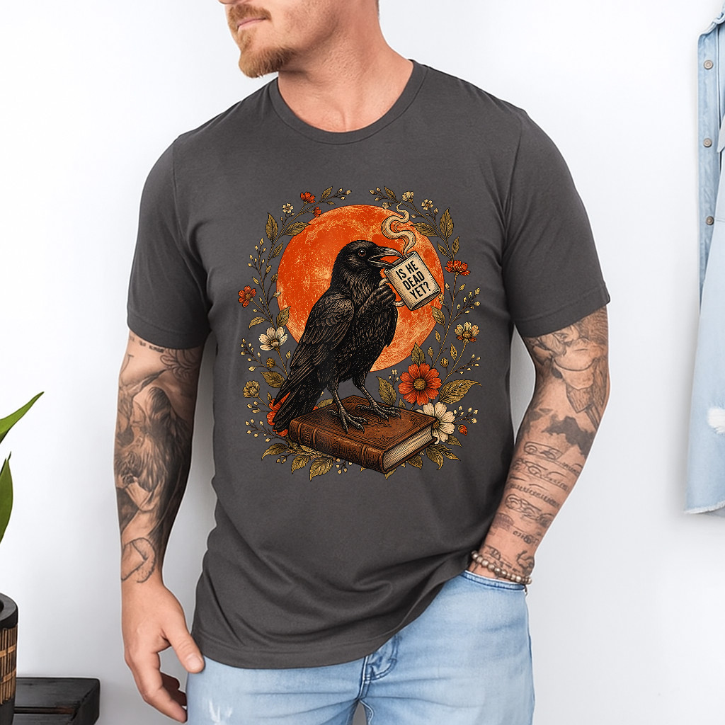 is He Vintage Dead Yet Dark Crow Raven Bird Humor Gothic T-Shirt