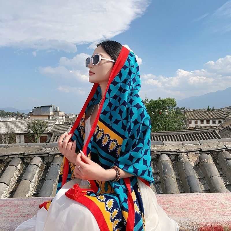 Ethnic Style Scarf Shawl Long Wrap Sunscreen Beach Travel Veil for Women