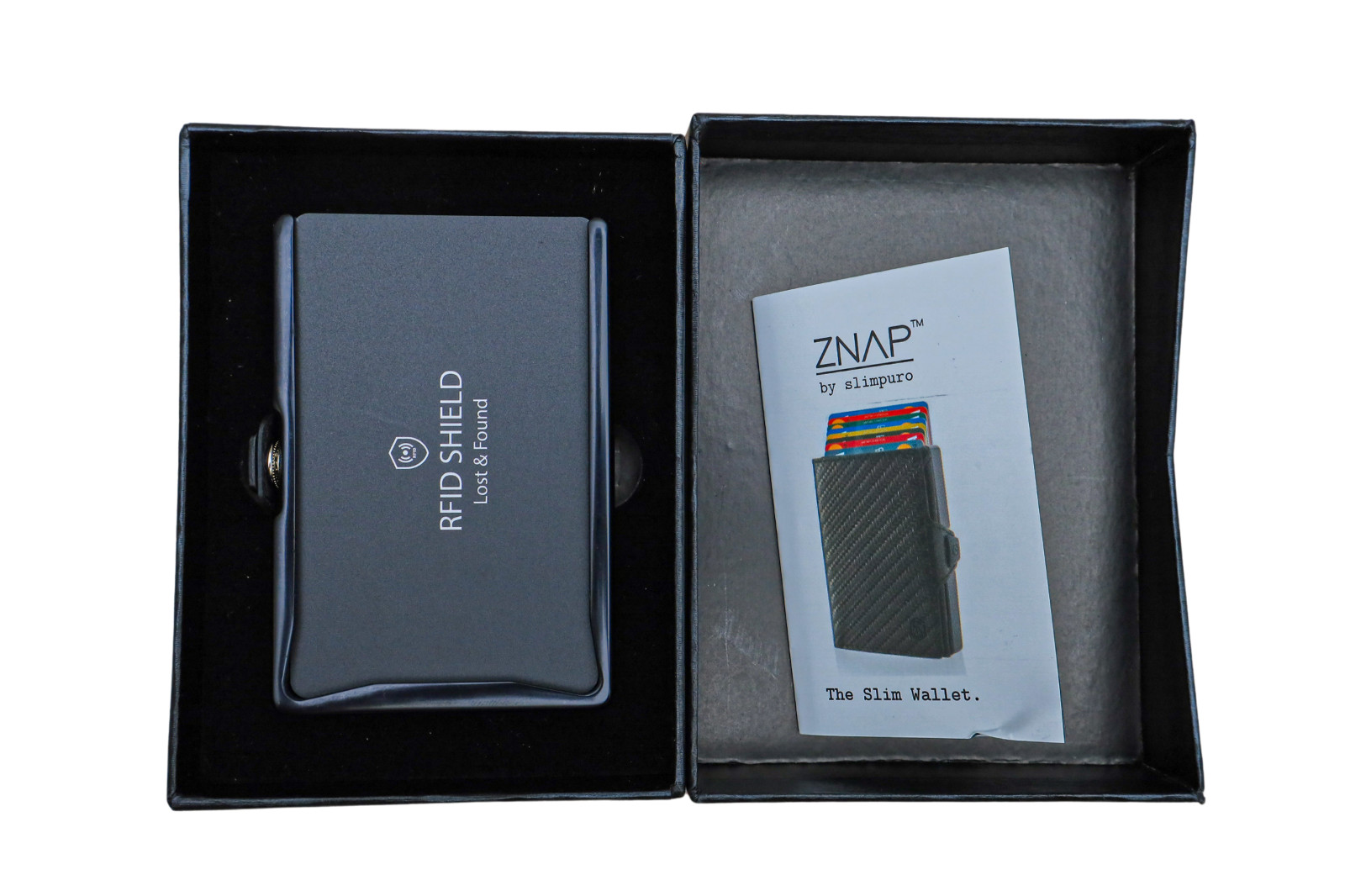 RFID Blocking Slim Solid Leather Aluminum Wallet – ZNAP by slimpuro (Black)