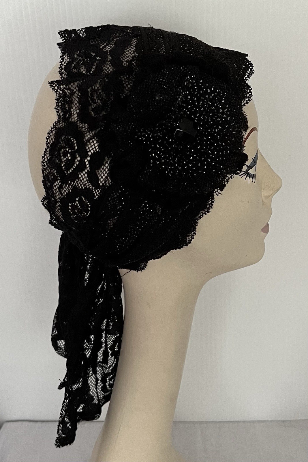 IMAGA Dressy Headwrap Wide Headband Black Sparkly Lace with Flower