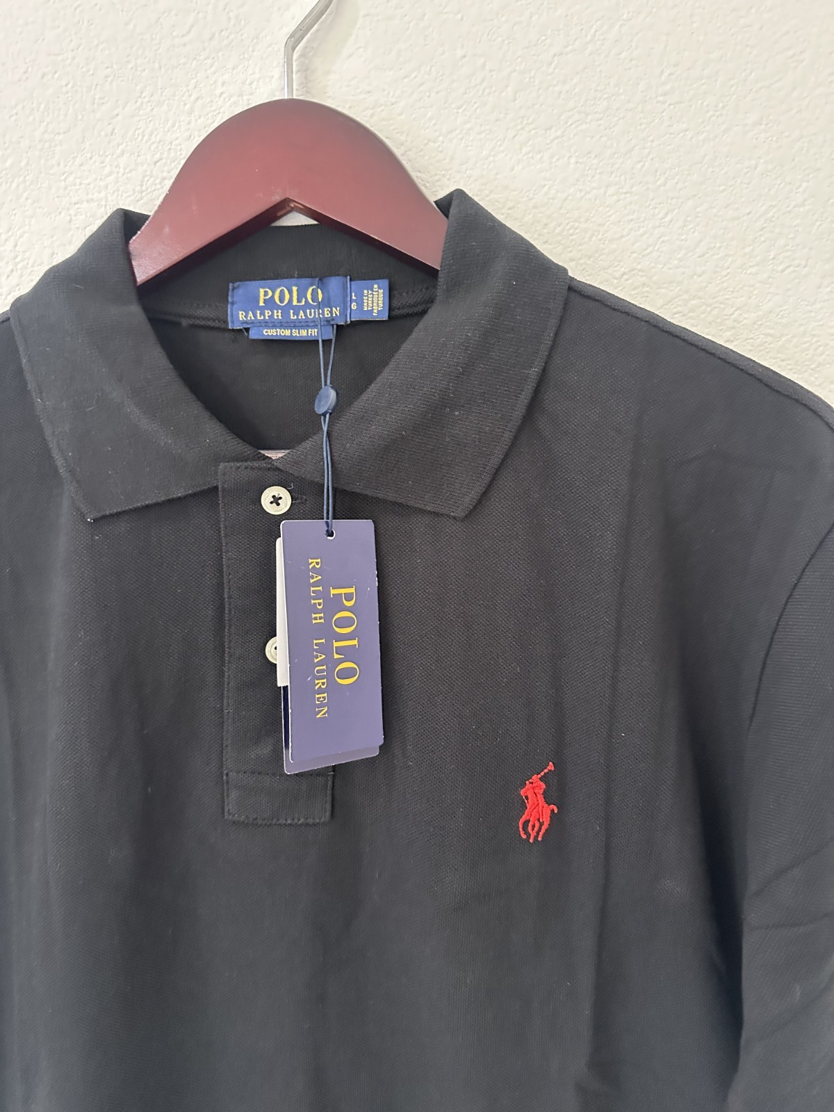 Ralph Lauren Men’s Custom Slim Fit Polo Shirt Black L Short Sleeve Mesh New