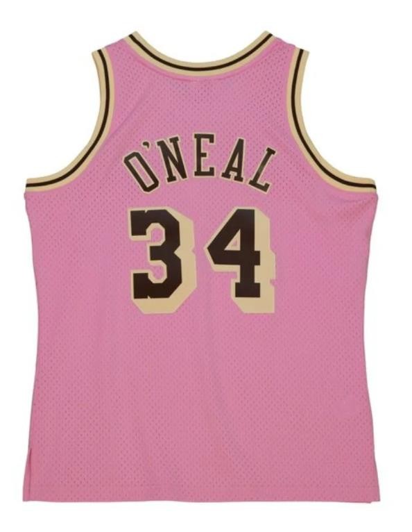 MENS MITCHELL & NESS PINK SUGAR BACON SWINGMAN JERSEY LAKERS 1996 SHAQ O’NEAL