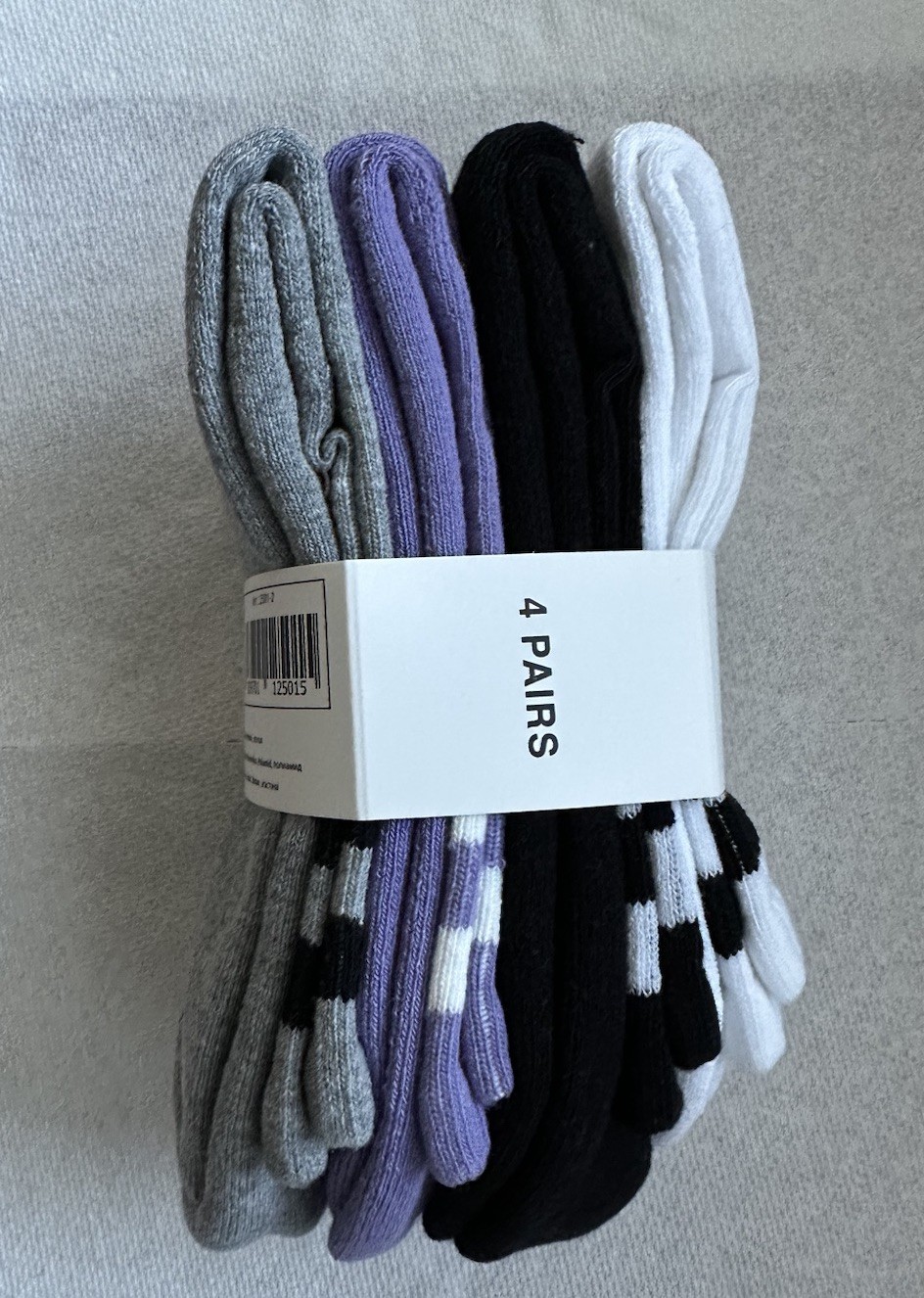Unisex Cotton Crew Quarter Retro Socks Striped Casual Multicolor 4 Pair NWT
