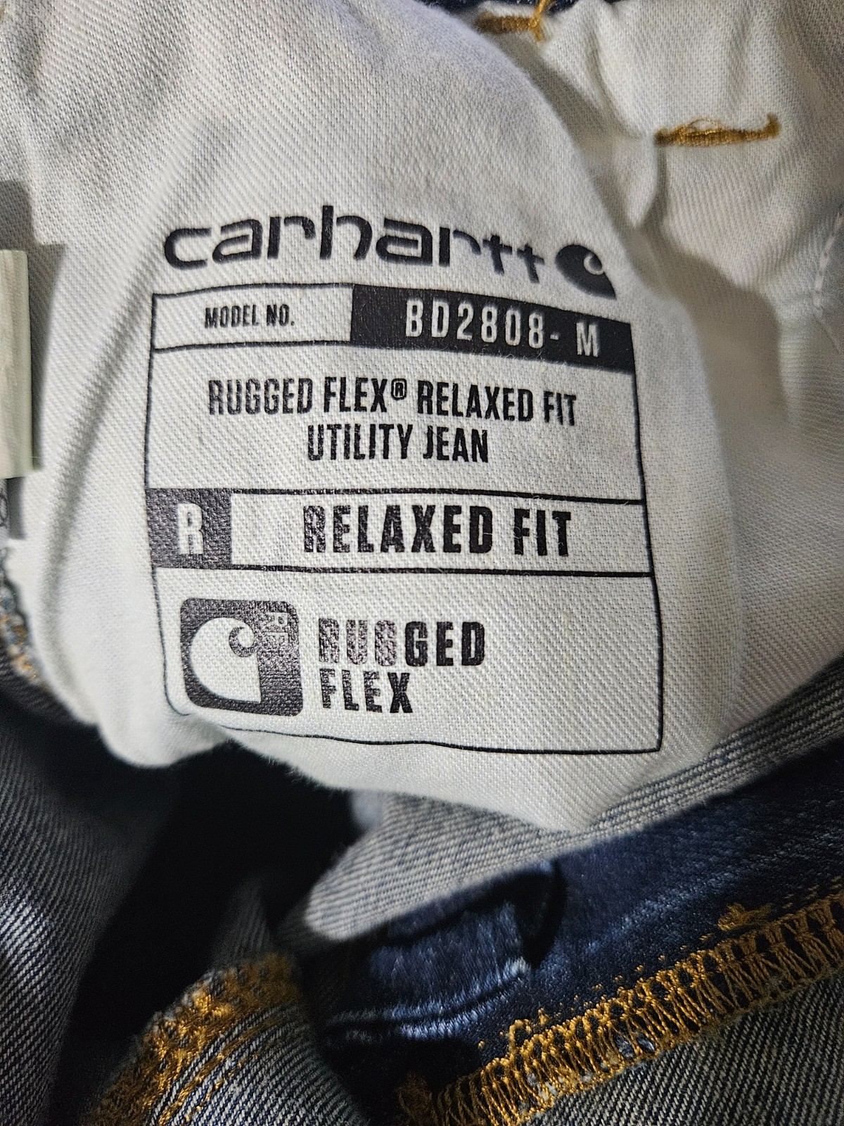 Carhartt Jeans Men’s 38×30 Rugged Flex Relaxed Fit Carpenter Work Denim BD2808-M