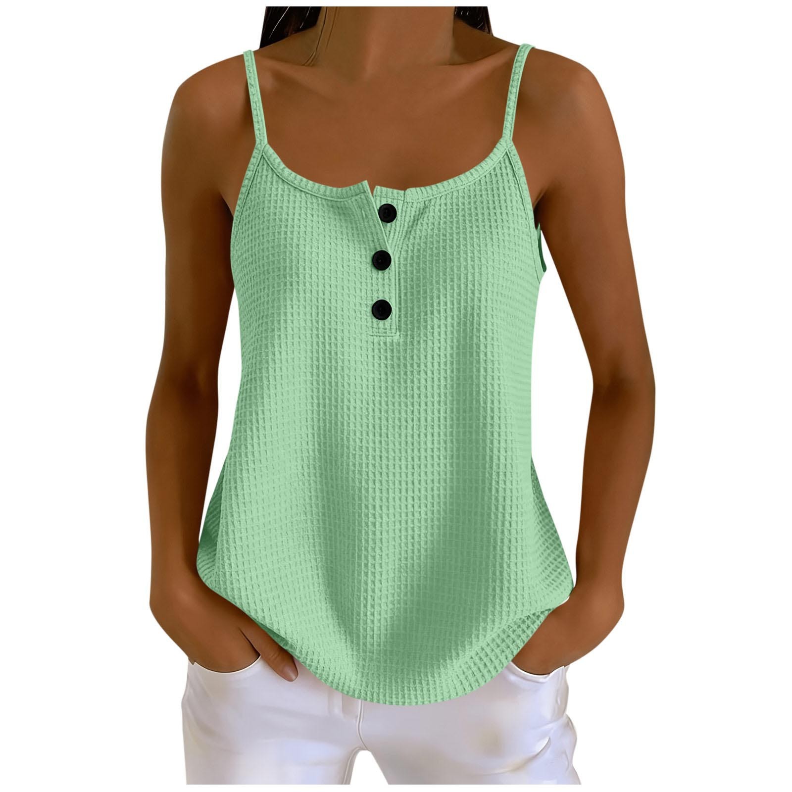 NEW Summer Solid-color Waffle-knit Patchwork Camisole Sizes S-XXL Desk Organizer