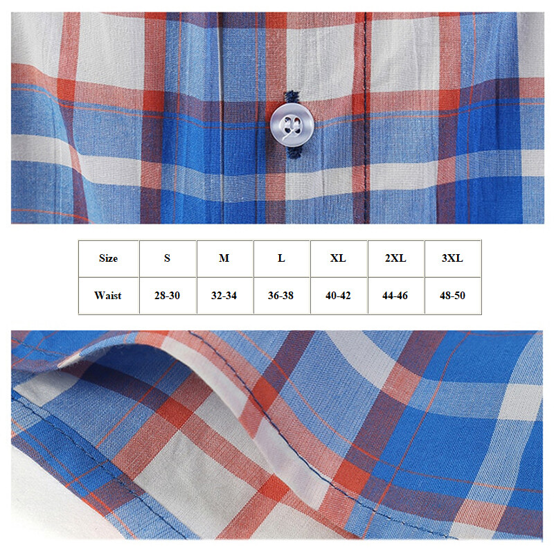 3 Pack Boxer Shorts Men Trunk Plaid Checker Trunk Shorts Underwear Lot Cotton