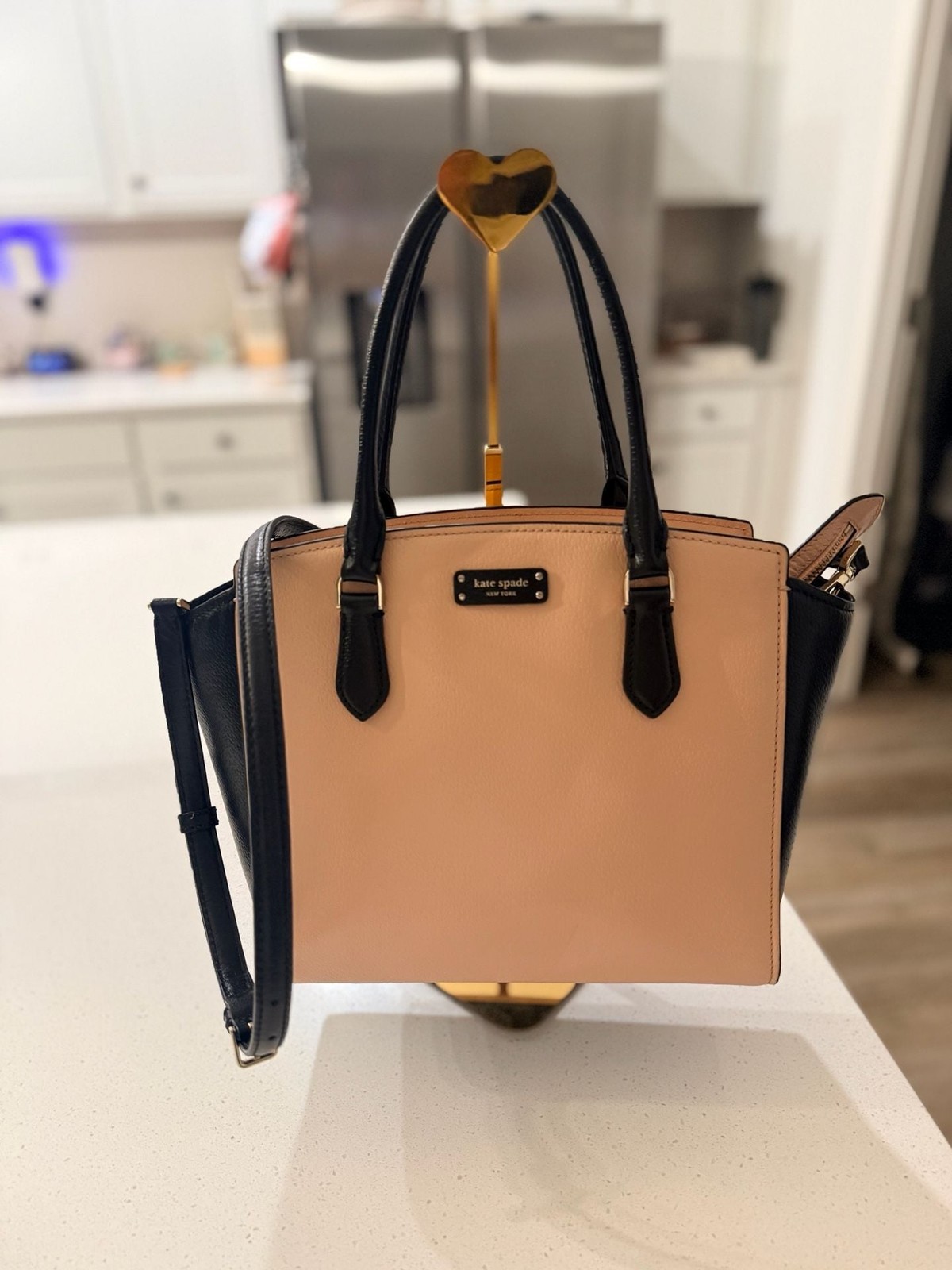 Kate Spade Jeanne Medium Satchel in Warm Vellum and Black Leather