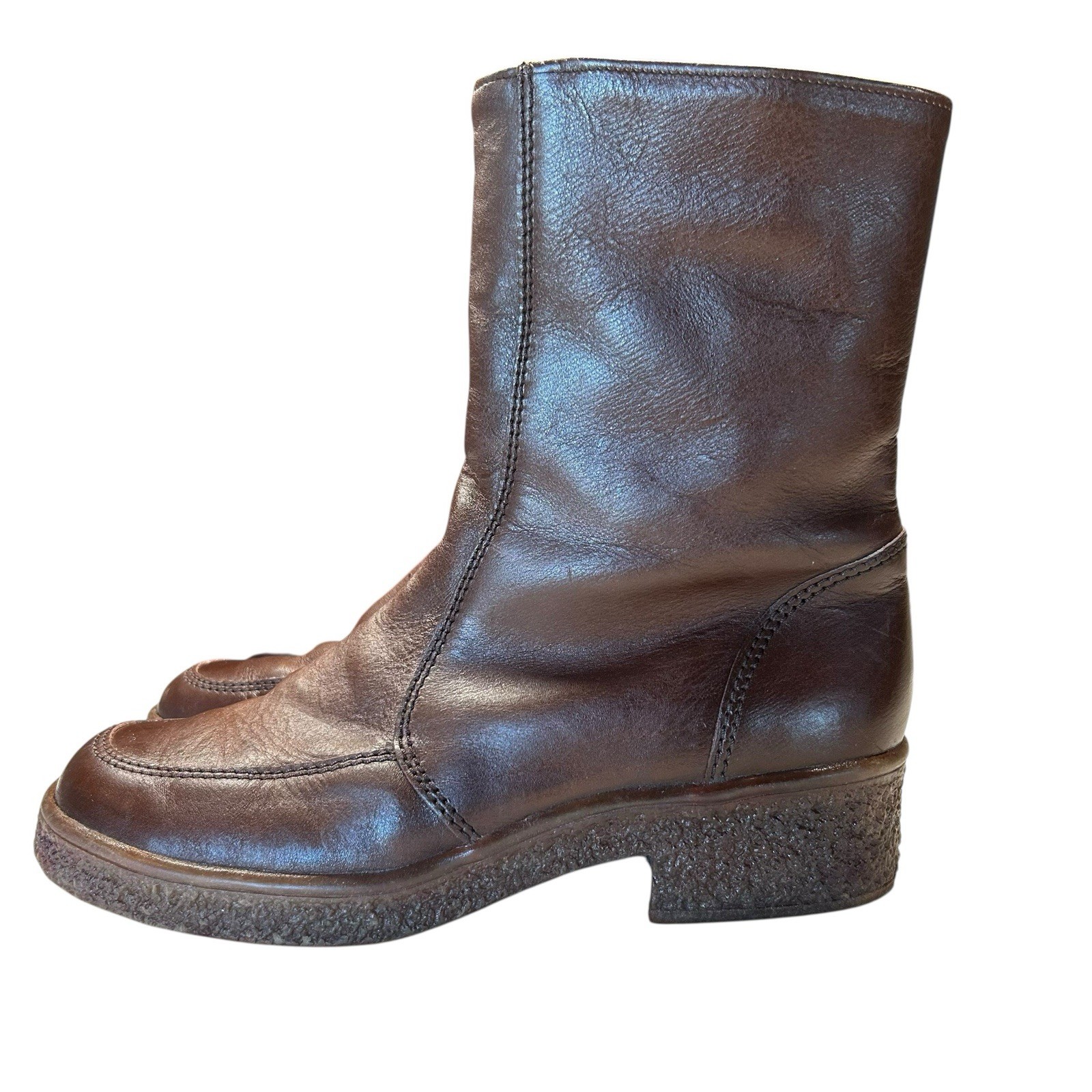VTG BAMA LAMS Brown Leather Sheepskin Lined Boots West Germany Size 10.5 READ
