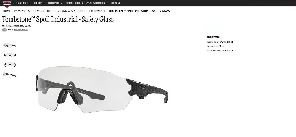 Oakley Safety Glasses Z87 Tombstone Spoil Industrial Black OO9328-0539 w/pouch