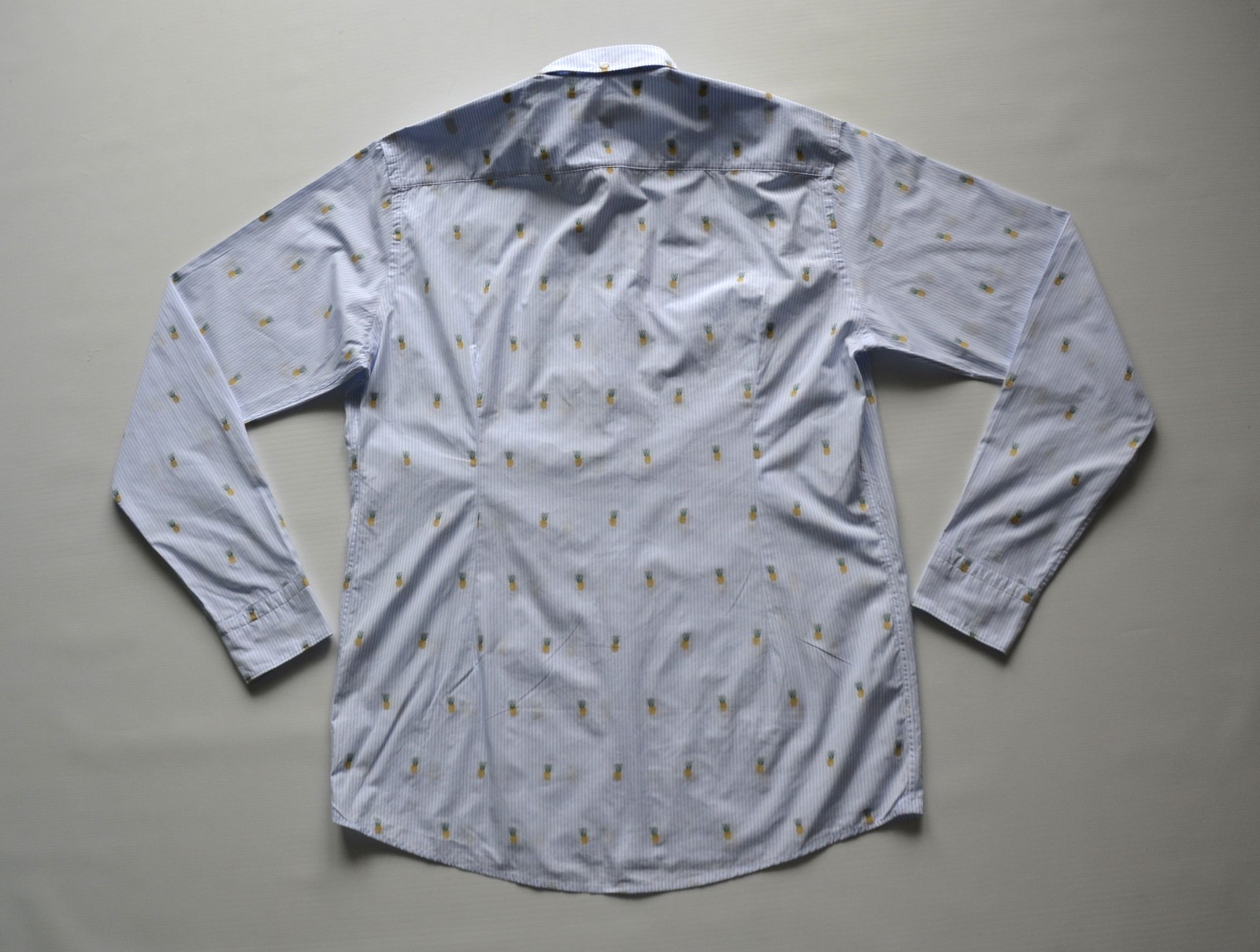 NEW ETON SLIM men’s shirt men’s shirt size 44/17.5″ striped/pineapple pattern Blue