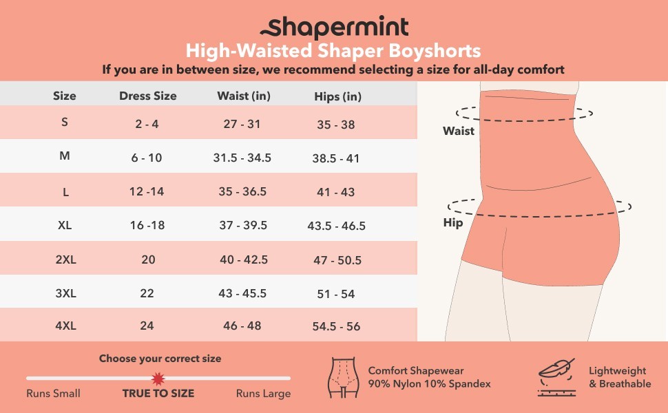 Empetua by Shapermint Women’s Size Large Black High Waisted Shaper Boyshort