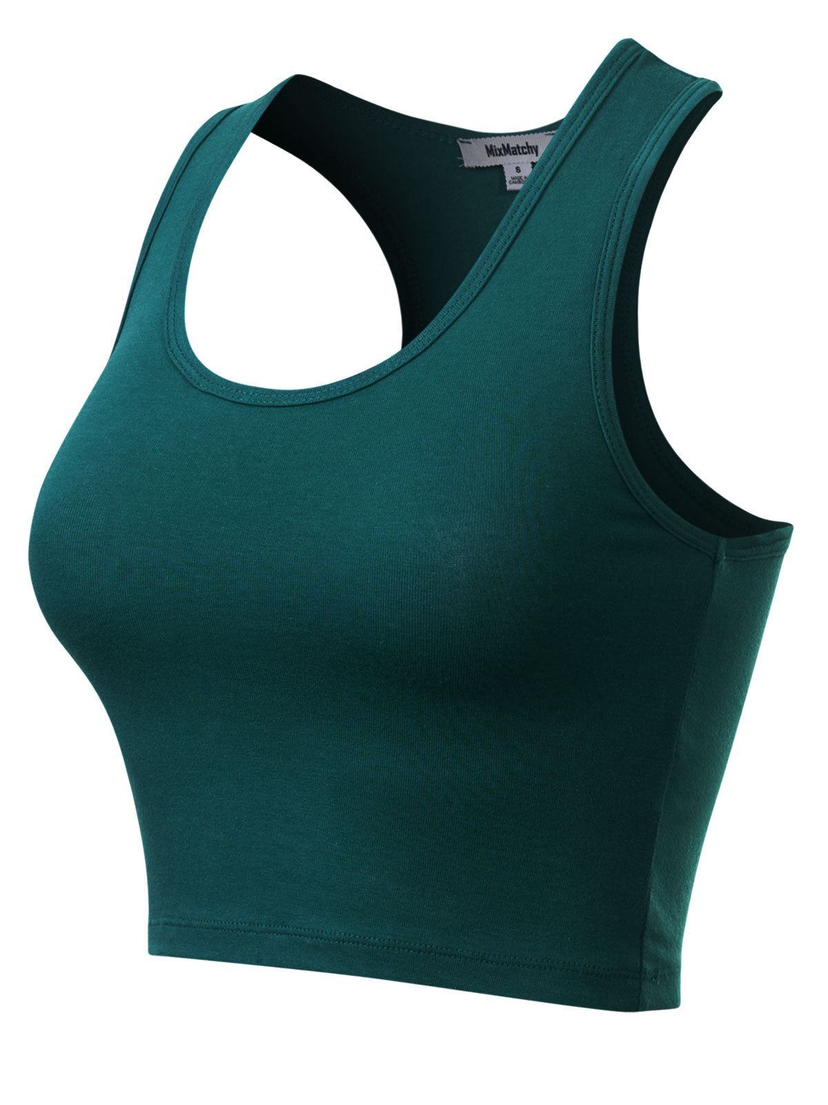MixMatchy Cotton Basic Sleeveless Racerback Sports Crop Tank Top