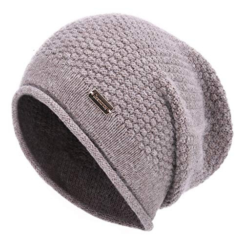 Slouchy Beanies for Women Winter Soft Warm Cashmere Hat Skull Cap Medium Brown