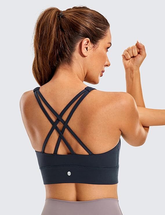 CRZ YOGA Women’s Bra, Womens Butterluxe Strappy Back Longline Sports Bra, 205