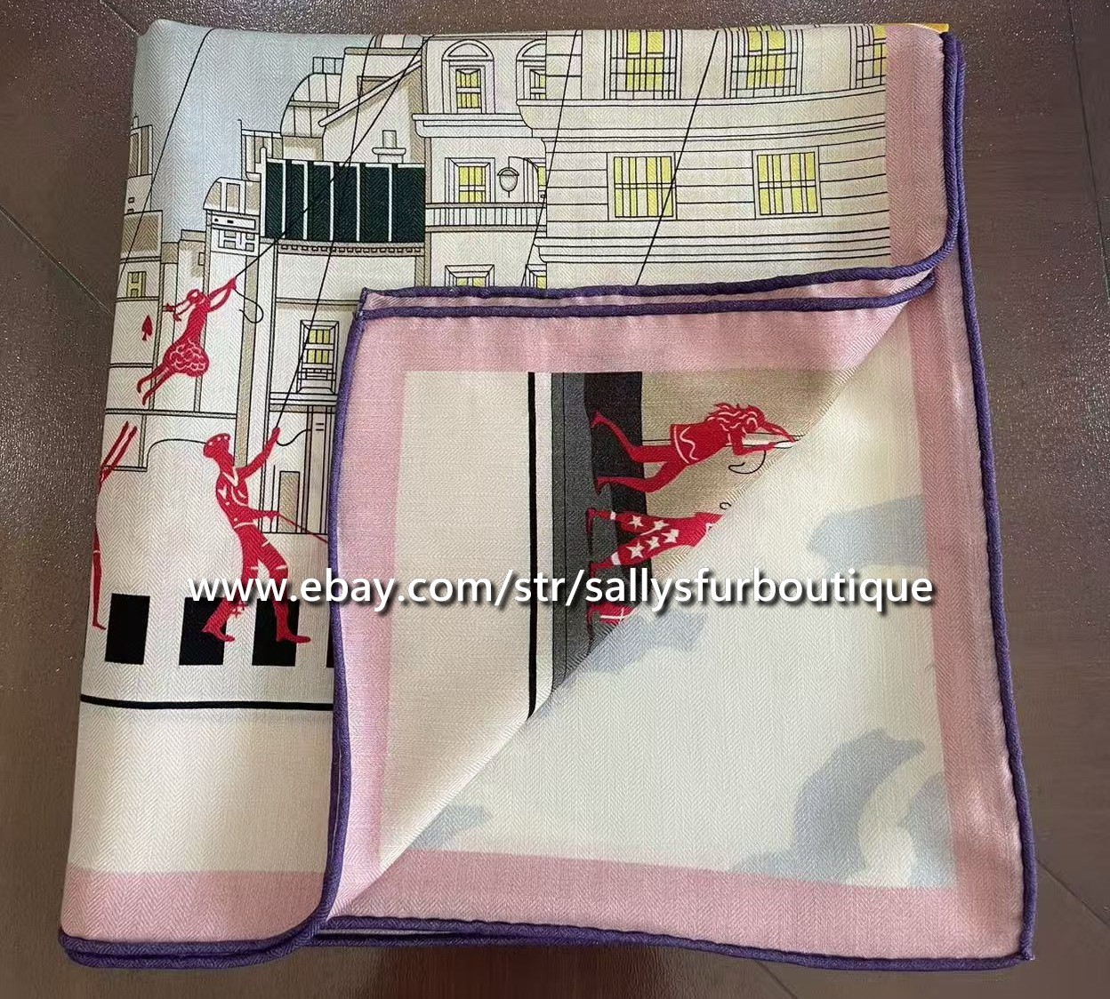 Boutique 70% Cashmere 30% Silk Wrap Scarf Parade Print 2 Face Shawl 53″