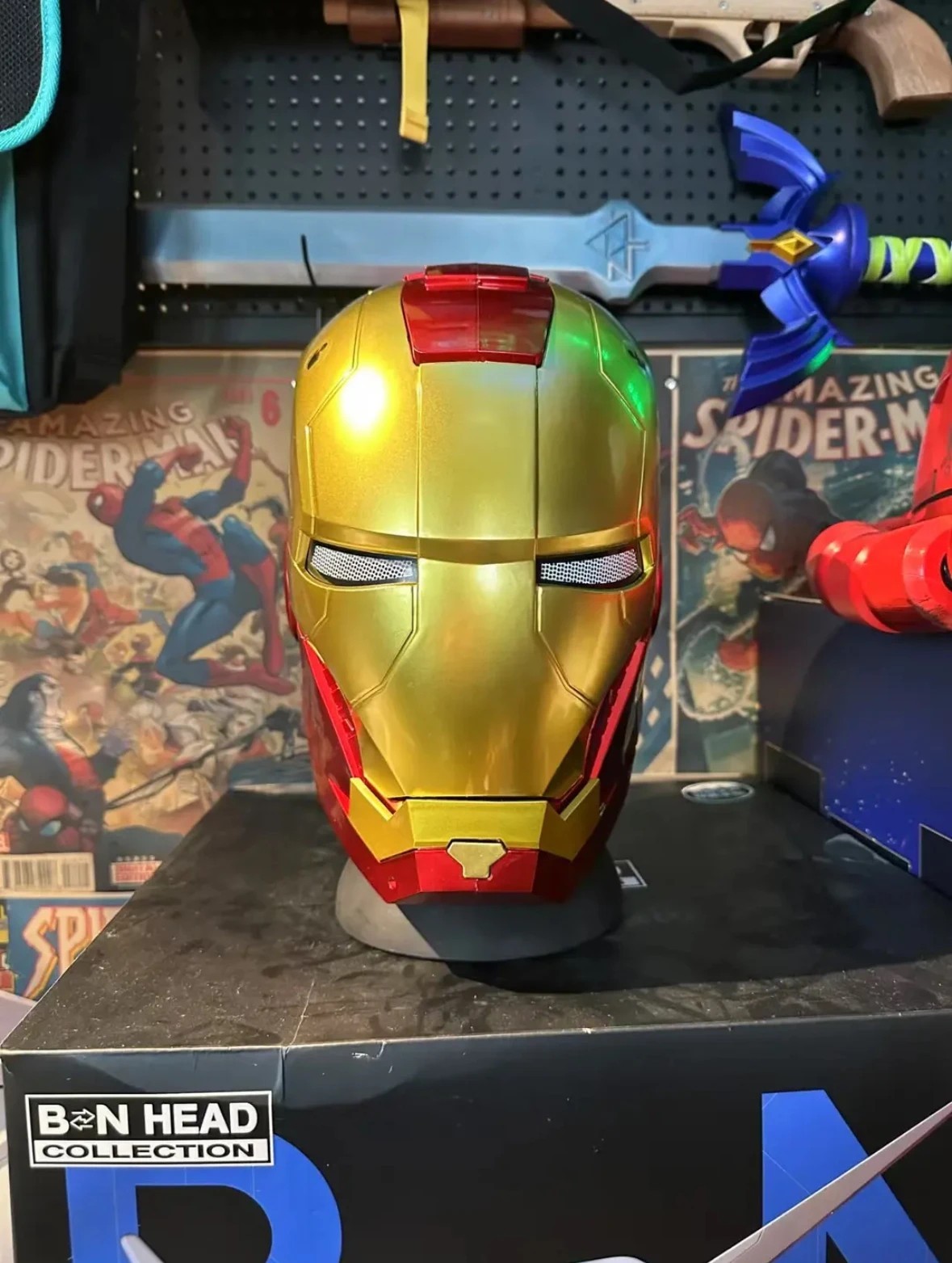 Iron Hero Electronic Helmet Wearable Auto Opening Mask LED Cosplay Adult