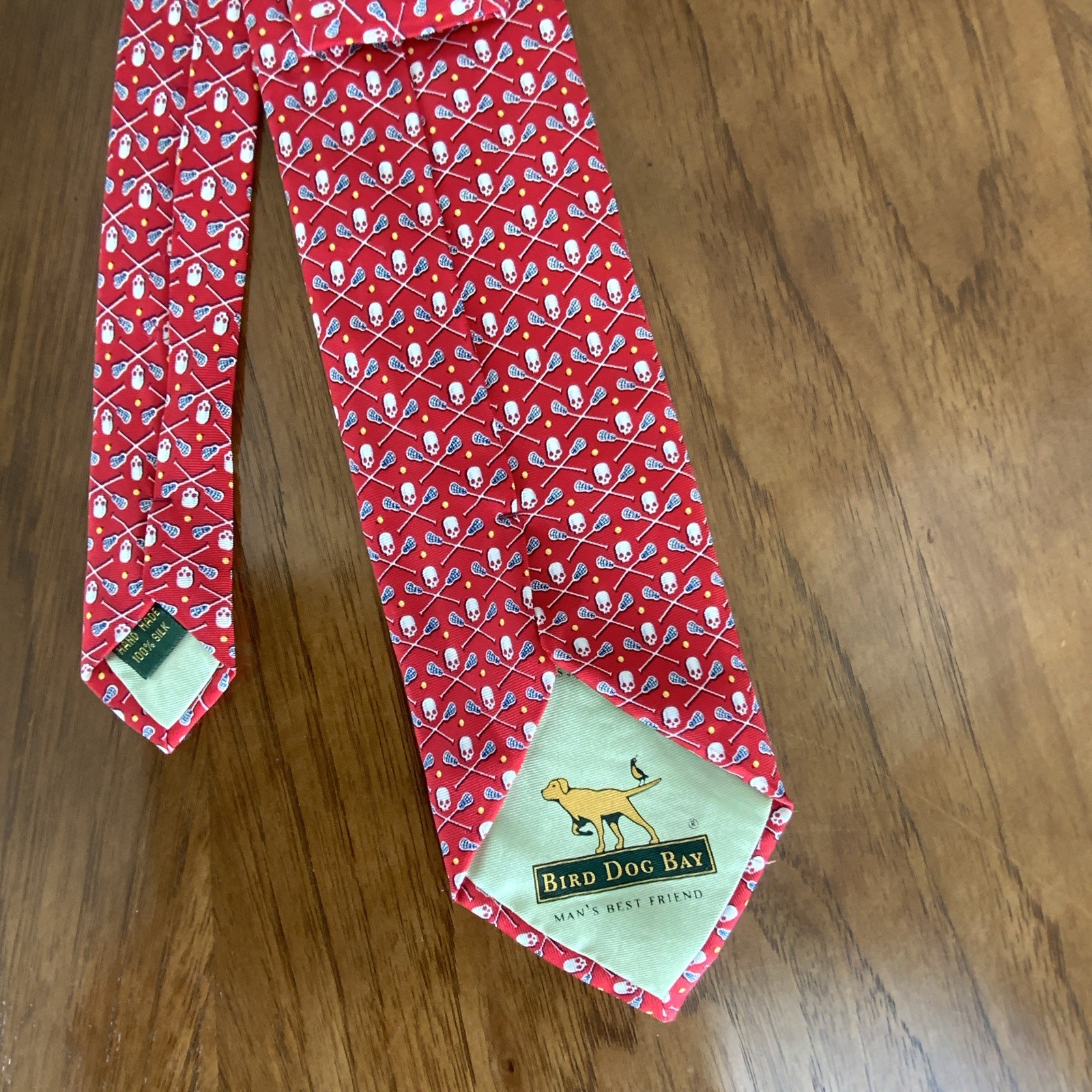 Bird Dog Bay Men’s Red & White Silk Skull Pattern Standard Tie, One Size