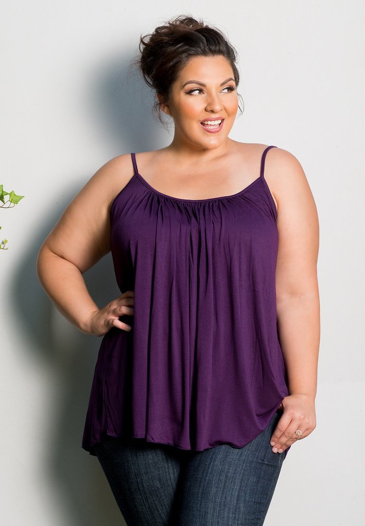 Plus Size Top 1X-5X SWAK Pretty Cami USA MADE Rayon Spandex Many Colors NEW
