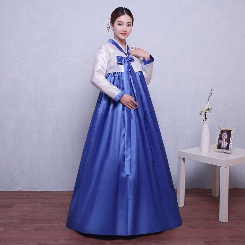 Ethnic Korean Hanbok Modern Women Asian Folk Stage Dance Performance Costume