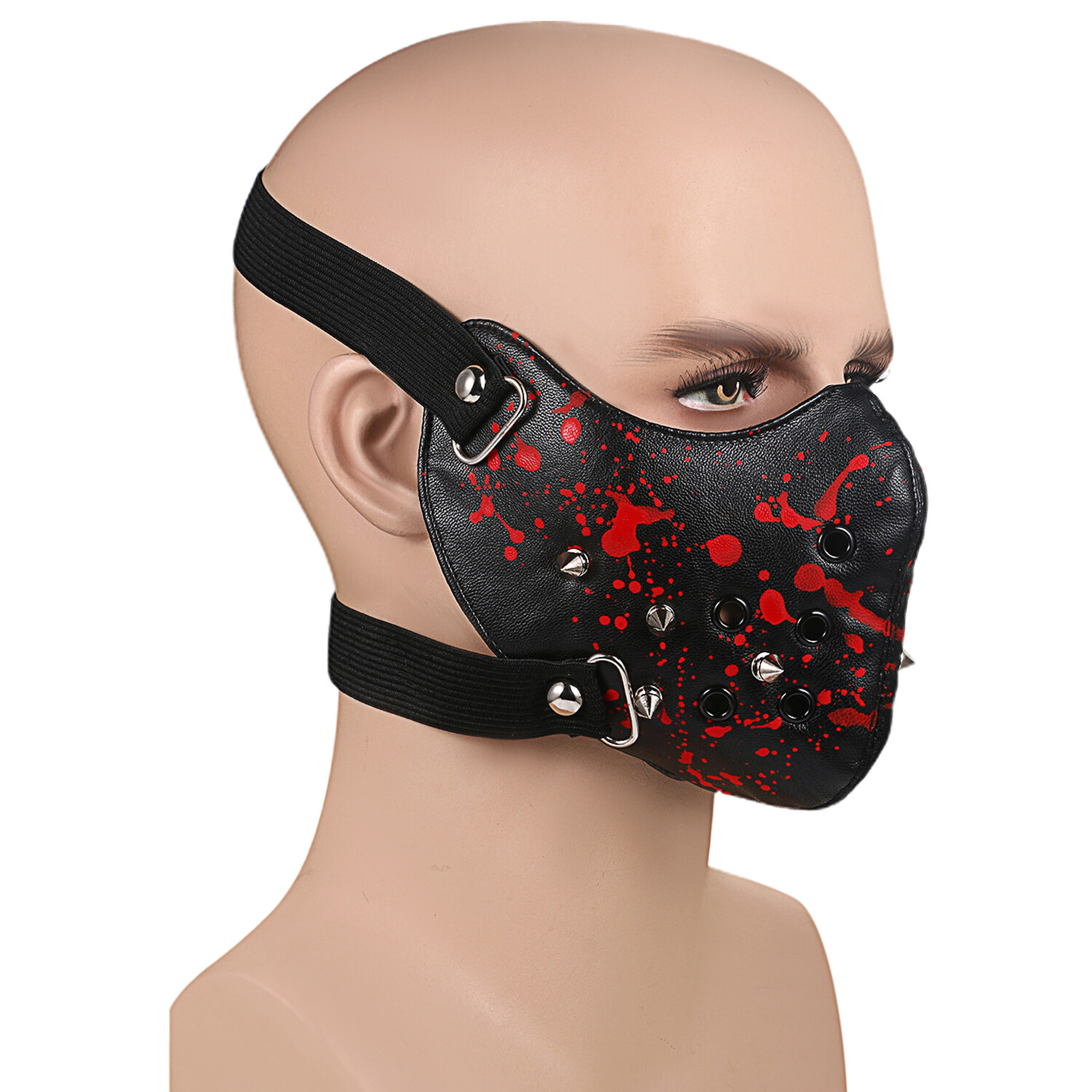 Punk Leather Spike Mask Gothic Rivet Biker Motorcycle Mask Half Face Sports Mask