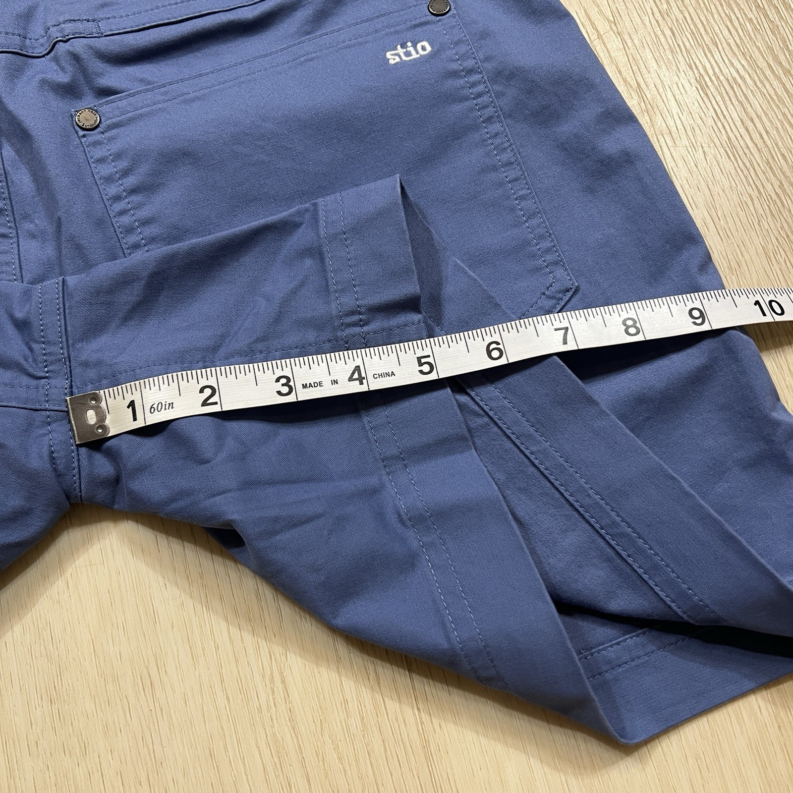 Stio Womens Shorts Size 6 Rivet Twill Slate Blue 5″ Stretch Organic Cotton NEW