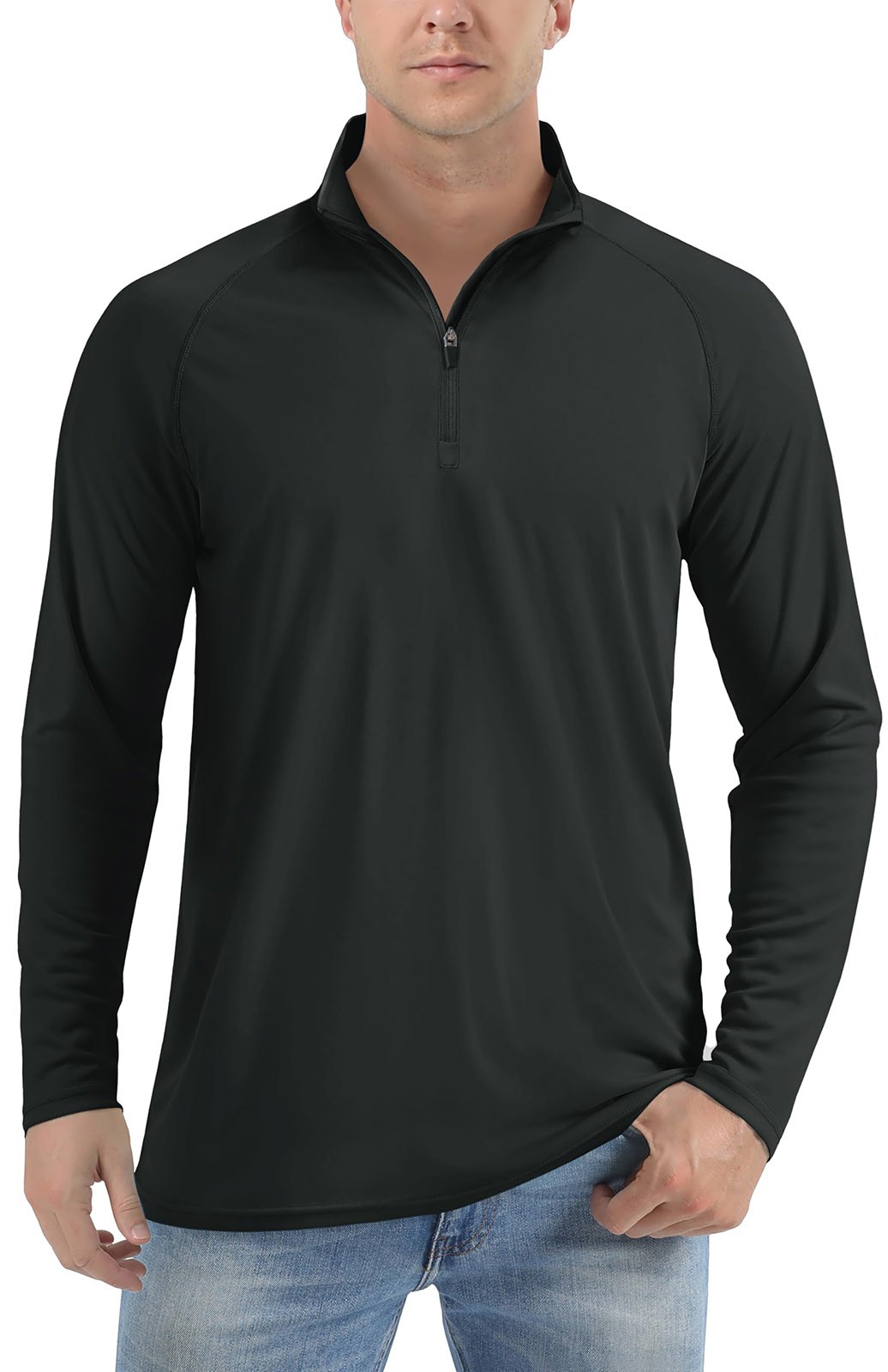 UPF50+ Men’s 1/4 Zip Sun Block UV Shirts Long Sleeve Performance Fishing T-Shirt