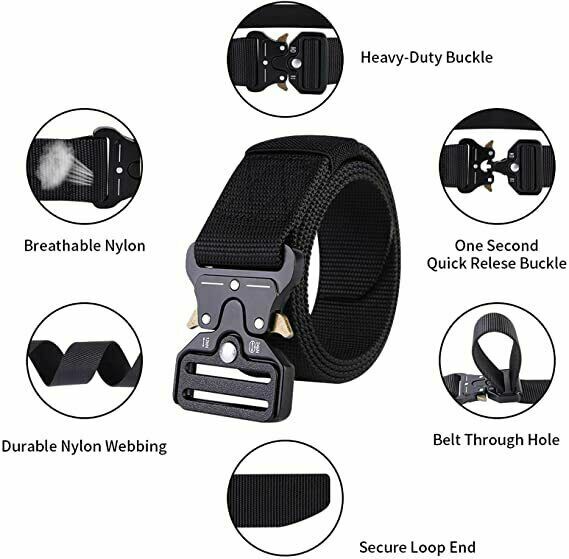 Mens Military Tactical Belt Quick Release Buckle Adjustable Army Webbing Rigger