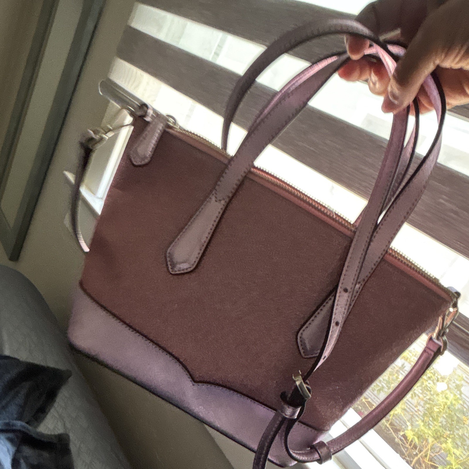kate spade new york Pink Metallic Satchel Top Handle, Zip, Detachable Strap