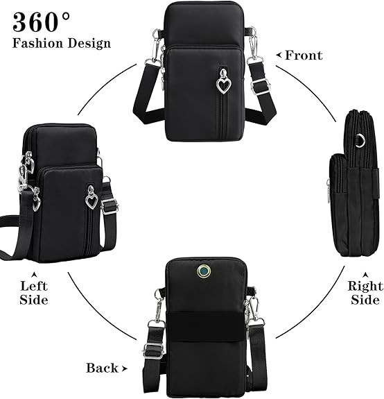 Small Crossbody Bags For Women Travel Pouch Shoulder Bag Cell Phone Purse Black