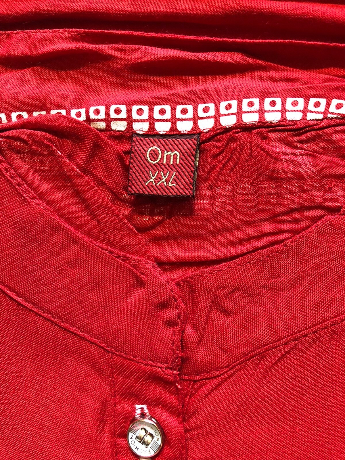 KURTI Kurta Kameez INDIA-NEW-SZ 44-RED ELEPHANTS TASSLES / BUTTONS -USA SELLER