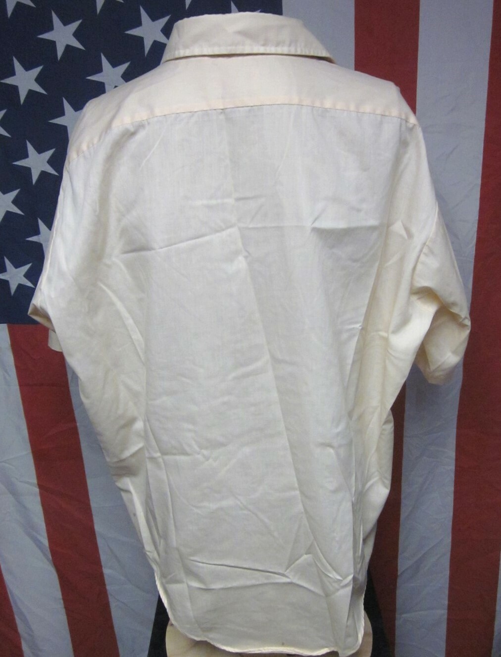 MANHATTAN button-down dress shirt 1970s rockabilly 17.5 polyester Natural Blend