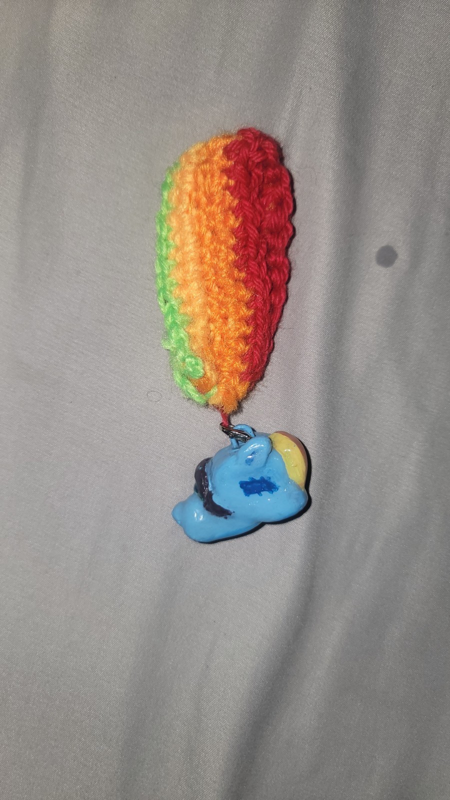 Multicolor Striped Crochet Key Chain with Pony Charm, Cartoon Theme, Women